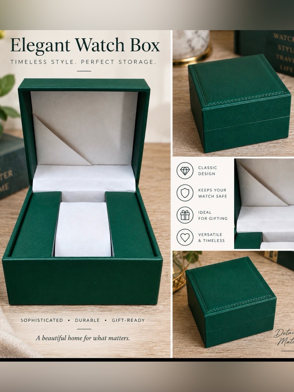 Elegant Green Watch Box Jewelry Case NEW Price Firm!